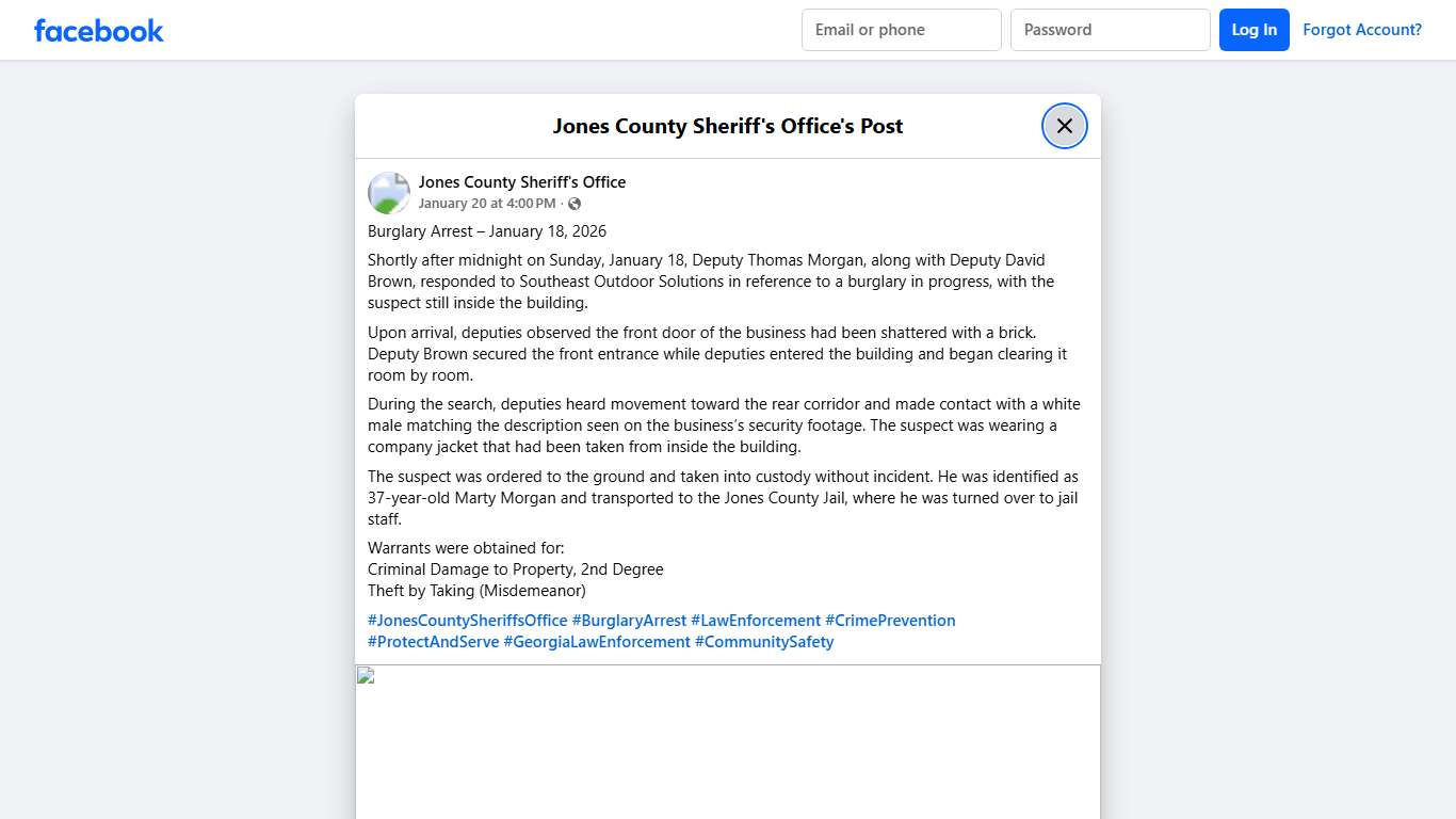 Burglary Arrest – January... - Jones County Sheriff's Office Facebook